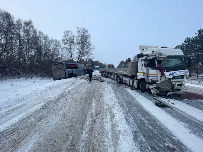 Автобус с детьми попал в ДТП с грузовиком на Чуйском тракте в Новосибирской области