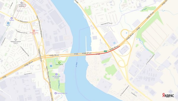 На КАД Петербурга в районе вантового моста и развязки с Октябрьской набережной ограничат скорость с 5 марта