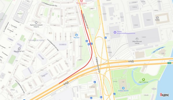 На одном из съездов развязки КАД Петербурга с проспектом Обуховской Обороны ограничат движение