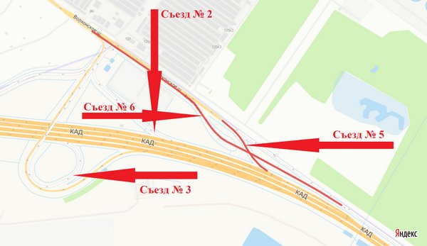 Съезды будут перекрывать по ночам на развязке КАД Петербурга с Волхонским шоссе