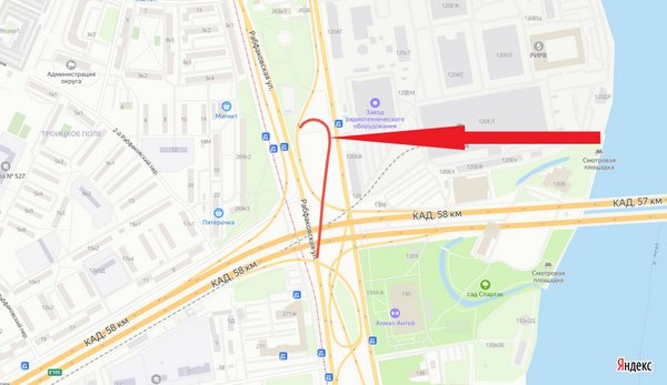 На развязке КАД Петербурга с проспектом Обуховской Обороны в ночь на 3 декабря перекроют съезд